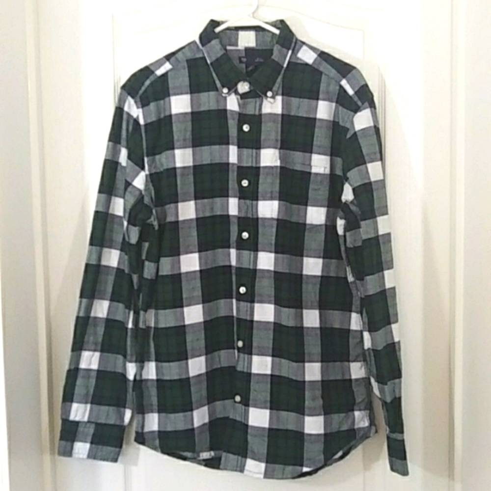 Gap Green Plaid Button Front Shirt